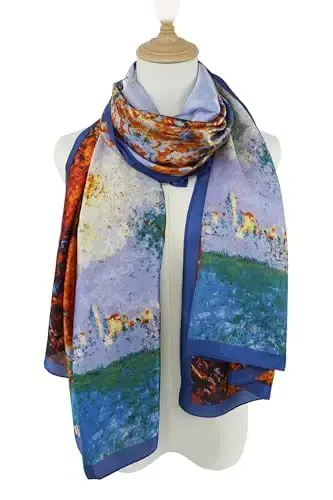 YOUR SMILE Large Mulberry Silk Feeling Long Stain Scarf Lightweight Sunscreen Shawls Wraps for Women - 4