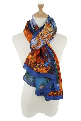 YOUR SMILE Large Mulberry Silk Feeling Long Stain Scarf Lightweight Sunscreen Shawls Wraps for Women - 5