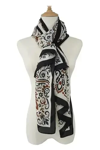 YOUR SMILE Large Mulberry Silk Feeling Long Stain Scarf Lightweight Sunscreen Shawls Wraps for Women - 3