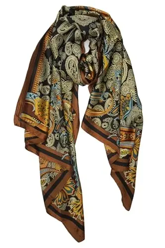 Your smile Large Mulberry Silk Feeling Long Stain Scarf Lightweight Sunscreen Shawls Wraps for Women - 1