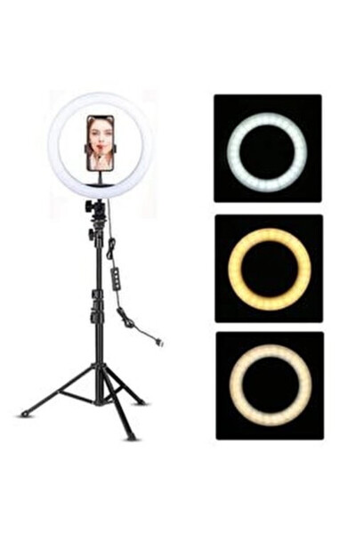 Youtuber Led 10 İnç Ring Işık 5500k Youtuber Led Işıklı 2.1 Metre Tripod Selfie Makyaj Işığı - 7