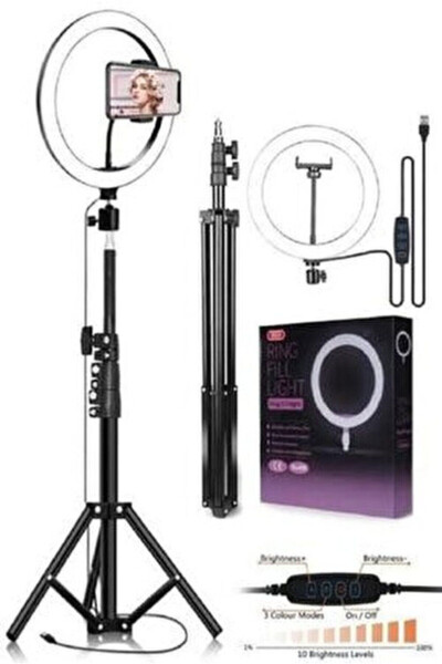 Youtuber Led 10 Inch Ring Light 5500k Youtuber Led Lighted 2.1 Meter Tripod Selfie Makeup Light - 1