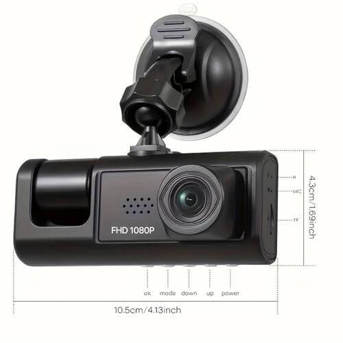 YOVDA 1080P Triple Camera Dash Cam for Cars, Driving Recorder with IR Night Vision, Front & Rear and Inside Camera, Loop Recording, Car DVR Black- Box with 5.08 cm IPS Screen (3 Channels) - 11