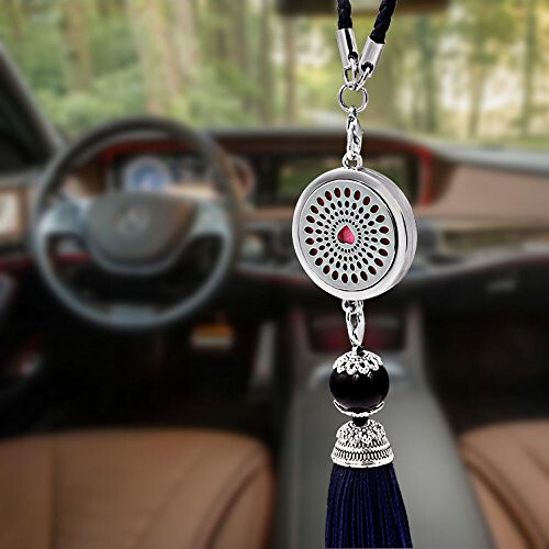 YOYONY Car Fragrance Diffuser Car Essential Oil Diffuser Car Aromatherapy Accessory Car Hanging Decoration Jewelry Car Air Freshener Rearview Mirror Locket Pendant Tassel Ornament (Heart Radiation) - 7