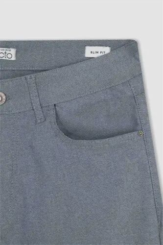 Yozgi Chino kanvas shim Slim Fit tor ko'rinish cho'ntakli tor paça-Ochiq Indigo - 9