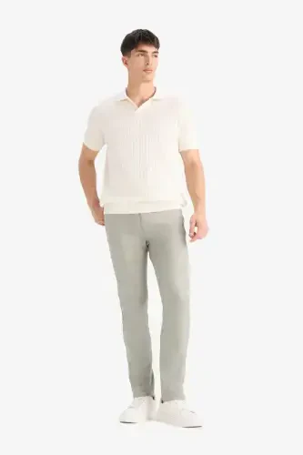 Yozgi Chino kanvas to‘qimali shim Slim Fit tor bichimli cho‘ntakli tor pocha-Haki - 5