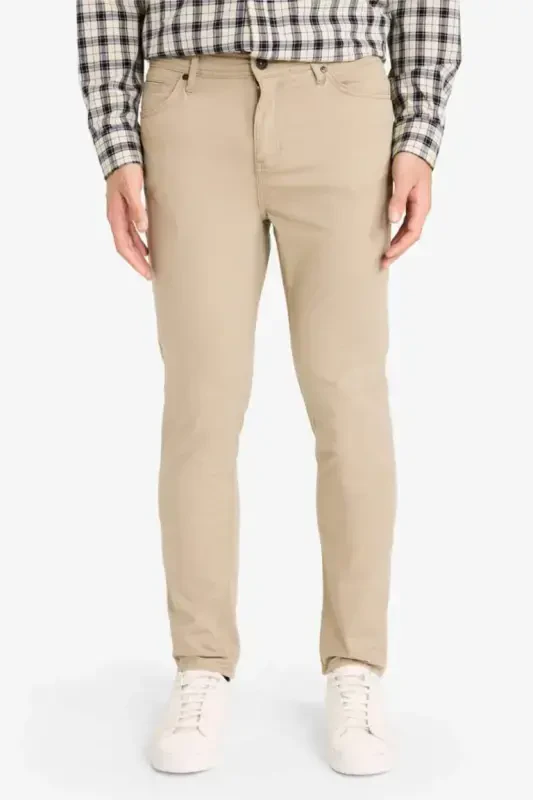 Yozgi gabardin chino kanvas shim Slim Fit tor kesim tor etikli cho'ntakli-Ochiq Vizon - 2