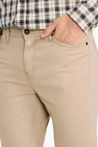 Yozgi gabardin chino kanvas shim Slim Fit tor kesim tor etikli cho'ntakli-Ochiq Vizon - 3