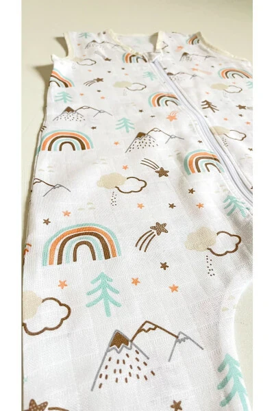 Yozgi Muslin Uyqu Tulum, 0.5 Tog Bir Qavatli Bola Uyqu Tulum, Kamalak Naqshli Chaqaloq Unisex Tulum - 5