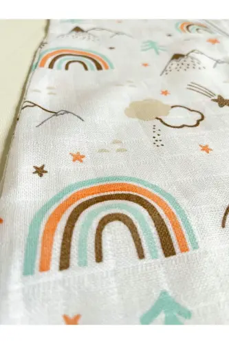 Yozgi Muslin Uyqu Tulum, 0.5 Tog Bir Qavatli Bola Uyqu Tulum, Kamalak Naqshli Chaqaloq Unisex Tulum - 4