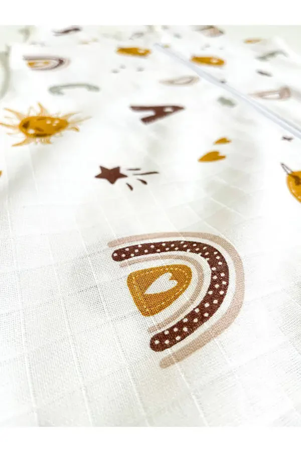 Yozgi Muslin Uyqu Tulum, 0,5 Tog Yolg'iz Qavatli Bola Uyqu Tulum, Kamalak Naqshli Chaqaloq Unisex Tulum - 4