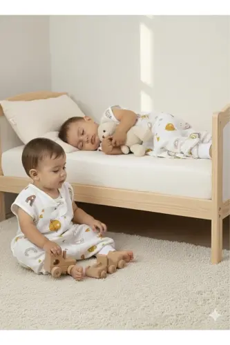 Yozgi Muslin Uyqu Tulum, 0,5 Tog Yolg'iz Qavatli Bola Uyqu Tulum, Kamalak Naqshli Chaqaloq Unisex Tulum - 3