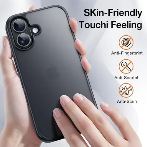 Yriklso 3 in 1 for iPhone 17 Phone Case,1X Screen Protector +1X Camera Lens,Shockproof for iPhone 17 Case, Military Grade Drop Protection, Protective Hard Back Slim Translucent Cover, Black - 3