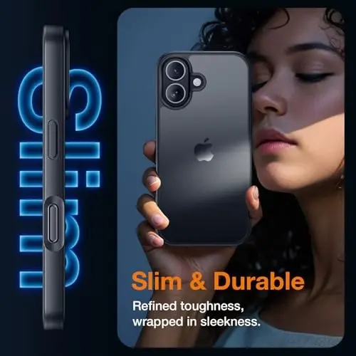 Yriklso 3 in 1 for iPhone 17 Phone Case,1X Screen Protector +1X Camera Lens,Shockproof for iPhone 17 Case, Military Grade Drop Protection, Protective Hard Back Slim Translucent Cover, Black - 5