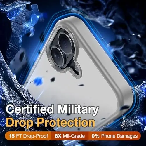 Yriklso 3 in 1 for iPhone 17 Phone Case,1X Screen Protector +1X Camera Lens,Shockproof for iPhone 17 Case, Military Grade Drop Protection, Protective Hard Back Slim Translucent Cover, Grey - 4