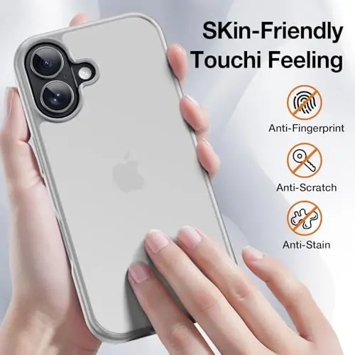 Yriklso 3 in 1 for iPhone 17 Phone Case,1X Screen Protector +1X Camera Lens,Shockproof for iPhone 17 Case, Military Grade Drop Protection, Protective Hard Back Slim Translucent Cover, Grey - 3