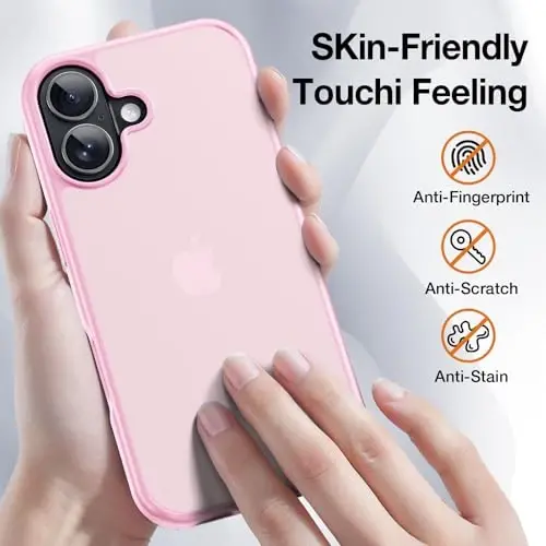 Yriklso 3 in 1 for iPhone 17 Phone Case,1X Screen Protector +1X Camera Lens,Shockproof for iPhone 17 Case, Military Grade Drop Protection, Protective Hard Back Slim Translucent Cover, Pink - 3