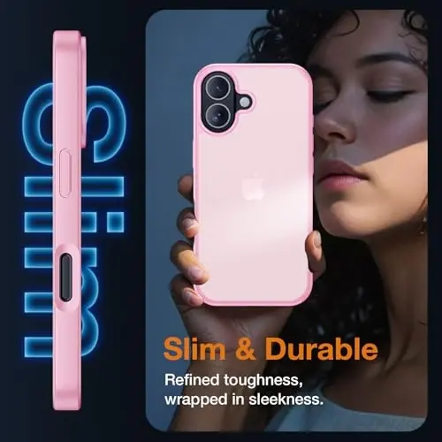 Yriklso 3 in 1 for iPhone 17 Phone Case,1X Screen Protector +1X Camera Lens,Shockproof for iPhone 17 Case, Military Grade Drop Protection, Protective Hard Back Slim Translucent Cover, Pink - 5