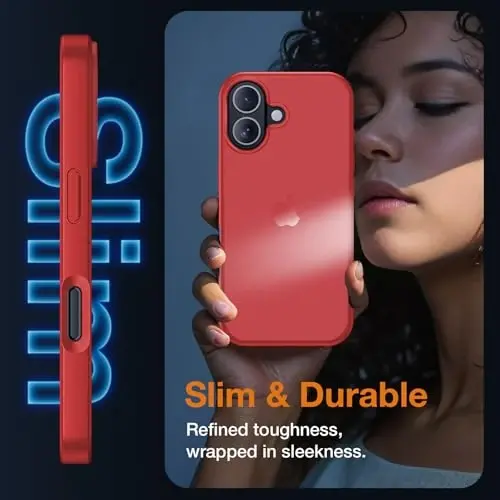 Yriklso 3 in 1 for iPhone 17 Phone Case,1X Screen Protector +1X Camera Lens,Shockproof for iPhone 17 Case, Military Grade Drop Protection, Protective Hard Back Slim Translucent Cover, Red - 5