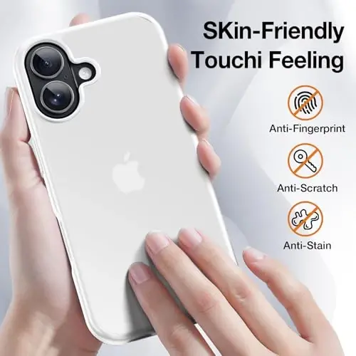 Yriklso 3 in 1 for iPhone 17 Phone Case,1X Screen Protector +1X Camera Lens,Shockproof for iPhone 17 Case, Military Grade Drop Protection, Protective Hard Back Slim Translucent Cover, White - 3