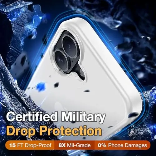 Yriklso 3 in 1 for iPhone 17 Phone Case,1X Screen Protector +1X Camera Lens,Shockproof for iPhone 17 Case, Military Grade Drop Protection, Protective Hard Back Slim Translucent Cover, White - 4