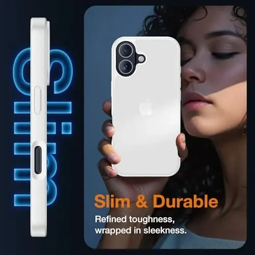 Yriklso 3 in 1 for iPhone 17 Phone Case,1X Screen Protector +1X Camera Lens,Shockproof for iPhone 17 Case, Military Grade Drop Protection, Protective Hard Back Slim Translucent Cover, White - 5