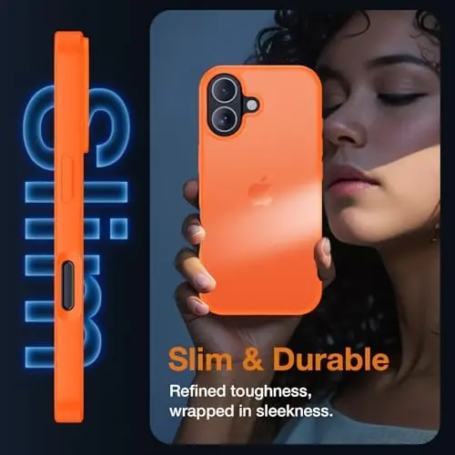 Yriklso 3 in 1 for iPhone 17 Phone Case,1X Screen Protector +1X Camera Lens,Shockproof for iPhone 17 Case, Military Grade Drop Protection, Protective Hard Back Slim Translucent Cover,Orange - 4