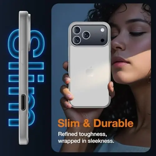 Yriklso 3 in 1 for iPhone 17 Pro Phone Case,1X Screen Protector +1X Camera Lens,Shockproof for iPhone 17 Pro Case, Military Grade Drop Protection, Protective Hard Back Slim Translucent Cover, Grey - 5