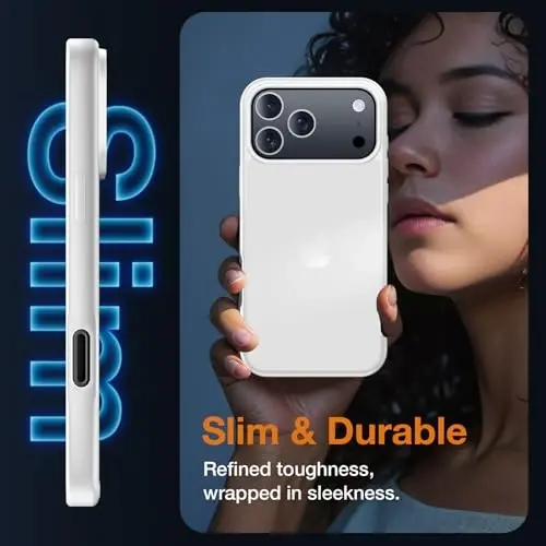 Yriklso 3 in 1 for iPhone 17 Pro Phone Case,1X Screen Protector +1X Camera Lens,Shockproof for iPhone 17 Pro Case, Military Grade Drop Protection, Protective Hard Back Slim Translucent Cover, White - 5