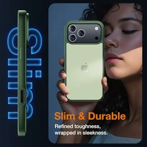 Yriklso 3 in 1 for iPhone 17 Pro Phone Case,1X Screen Protector +1X Camera Lens,Shockproof for iPhone 17 Pro Case, Military Grade Drop Protection, Protective Hard Back Slim Translucent Cover,Green - 5