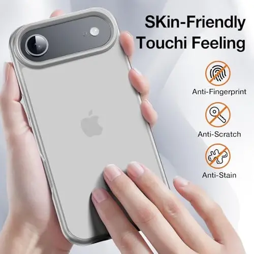 Yriklso 3 in 1 for iPhone Air Phone Case,1X Screen Protector +1X Camera Lens,Shockproof for iPhone Air Case, Military Grade Drop Protection, Protective Hard Back Slim Translucent Case, Grey - 2