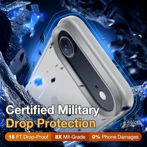 Yriklso 3 in 1 for iPhone Air Phone Case,1X Screen Protector +1X Camera Lens,Shockproof for iPhone Air Case, Military Grade Drop Protection, Protective Hard Back Slim Translucent Case, Grey - 3