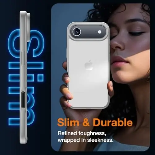 Yriklso 3 in 1 for iPhone Air Phone Case,1X Screen Protector +1X Camera Lens,Shockproof for iPhone Air Case, Military Grade Drop Protection, Protective Hard Back Slim Translucent Case, Grey - 4