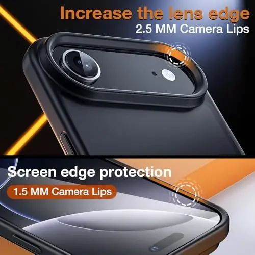 Yriklso 3 in 1 for iPhone Air Phone Case,1X Screen Protector +1X Camera Lens,Shockproof for iPhone Air Case, Military Grade Drop Protection, Protective Hard Back Slim Translucent Case,Black - 6