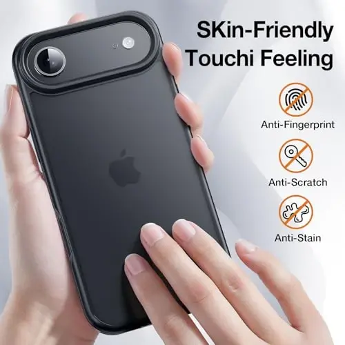 Yriklso 3 in 1 for iPhone Air Phone Case,1X Screen Protector +1X Camera Lens,Shockproof for iPhone Air Case, Military Grade Drop Protection, Protective Hard Back Slim Translucent Case,Black - 3