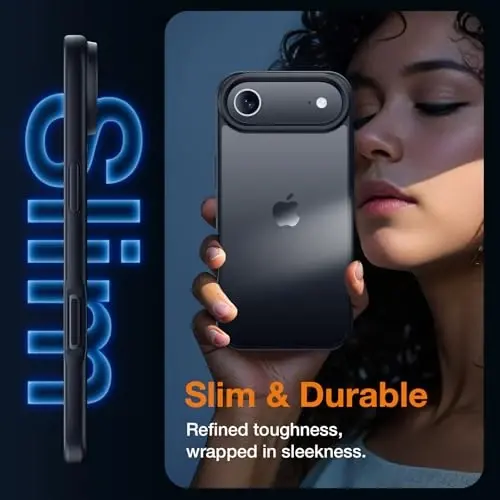 Yriklso 3 in 1 for iPhone Air Phone Case,1X Screen Protector +1X Camera Lens,Shockproof for iPhone Air Case, Military Grade Drop Protection, Protective Hard Back Slim Translucent Case,Black - 5