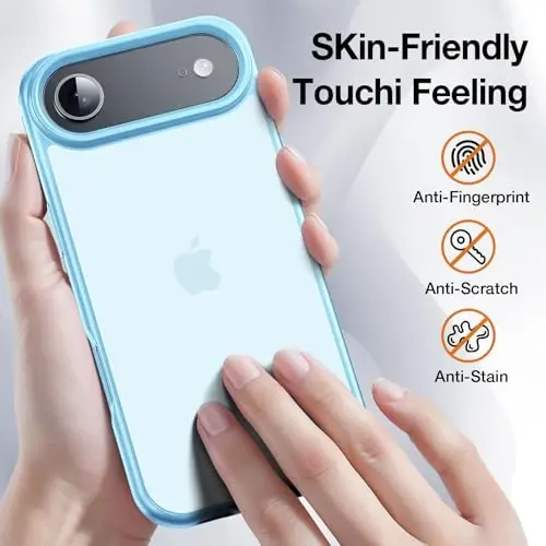 Yriklso 3 in 1 for iPhone Air Phone Case,1X Screen Protector +1X Camera Lens,Shockproof for iPhone Air Case, Military Grade Drop Protection, Protective Hard Back Slim Translucent Case,Blue - 2