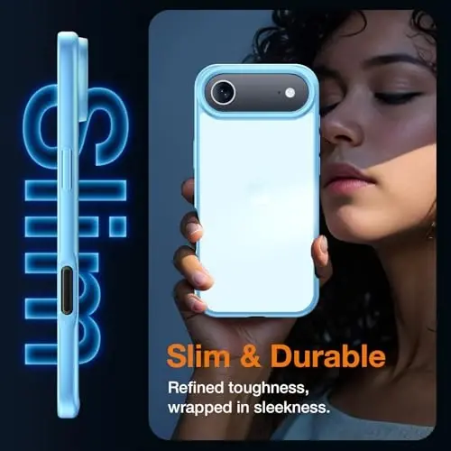 Yriklso 3 in 1 for iPhone Air Phone Case,1X Screen Protector +1X Camera Lens,Shockproof for iPhone Air Case, Military Grade Drop Protection, Protective Hard Back Slim Translucent Case,Blue - 4