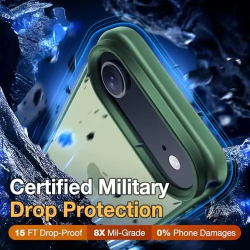 Yriklso 3 in 1 for iPhone Air Phone Case,1X Screen Protector +1X Camera Lens,Shockproof for iPhone Air Case, Military Grade Drop Protection, Protective Hard Back Slim Translucent Case,Green - 3