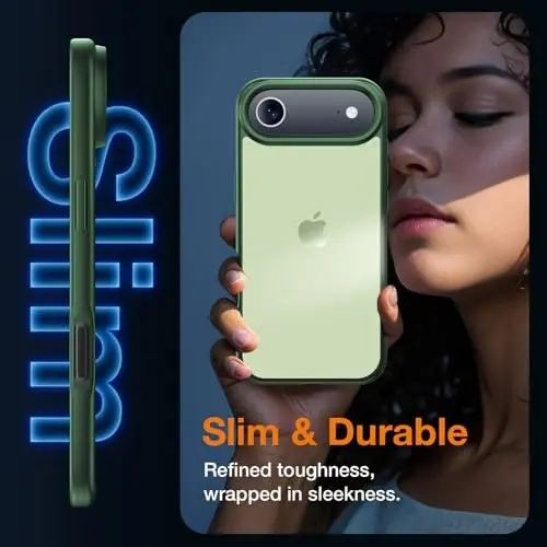 Yriklso 3 in 1 for iPhone Air Phone Case,1X Screen Protector +1X Camera Lens,Shockproof for iPhone Air Case, Military Grade Drop Protection, Protective Hard Back Slim Translucent Case,Green - 4