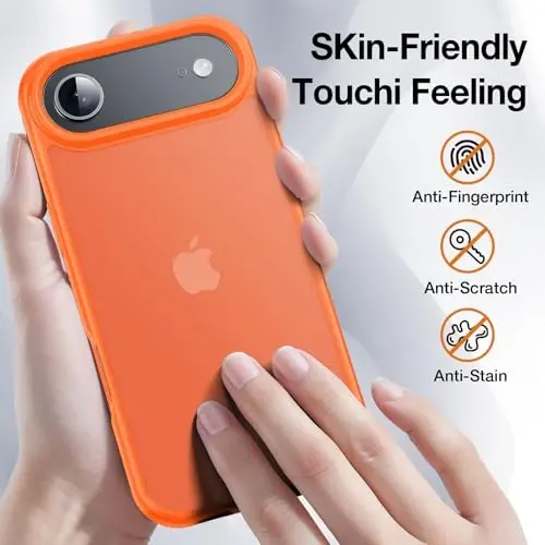 Yriklso 3 in 1 for iPhone Air Phone Case,1X Screen Protector +1X Camera Lens,Shockproof for iPhone Air Case, Military Grade Drop Protection, Protective Hard Back Slim Translucent Case,Orange - 3
