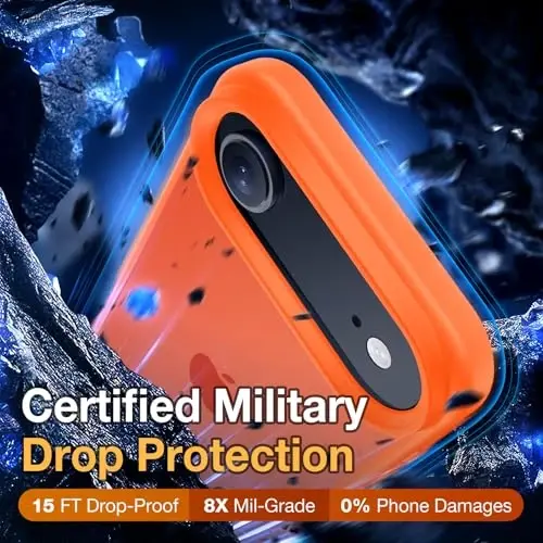 Yriklso 3 in 1 for iPhone Air Phone Case,1X Screen Protector +1X Camera Lens,Shockproof for iPhone Air Case, Military Grade Drop Protection, Protective Hard Back Slim Translucent Case,Orange - 4