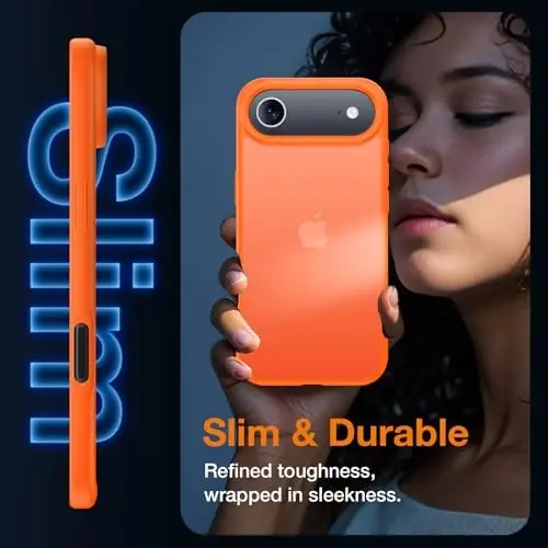 Yriklso 3 in 1 for iPhone Air Phone Case,1X Screen Protector +1X Camera Lens,Shockproof for iPhone Air Case, Military Grade Drop Protection, Protective Hard Back Slim Translucent Case,Orange - 5