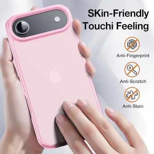 Yriklso 3 in 1 for iPhone Air Phone Case,1X Screen Protector +1X Camera Lens,Shockproof for iPhone Air Case, Military Grade Drop Protection, Protective Hard Back Slim Translucent Case,Pink - 2
