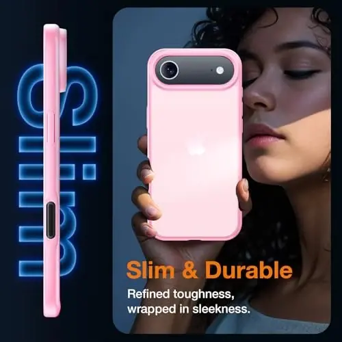 Yriklso 3 in 1 for iPhone Air Phone Case,1X Screen Protector +1X Camera Lens,Shockproof for iPhone Air Case, Military Grade Drop Protection, Protective Hard Back Slim Translucent Case,Pink - 4