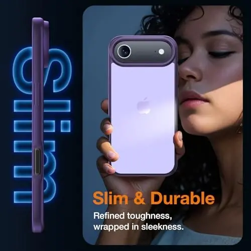 Yriklso 3 in 1 for iPhone Air Phone Case,1X Screen Protector +1X Camera Lens,Shockproof for iPhone Air Case, Military Grade Drop Protection, Protective Hard Back Slim Translucent Case,Purple - 4