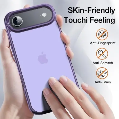 Yriklso 3 in 1 for iPhone Air Phone Case,1X Screen Protector +1X Camera Lens,Shockproof for iPhone Air Case, Military Grade Drop Protection, Protective Hard Back Slim Translucent Case,Purple - YRIKLSO (1)