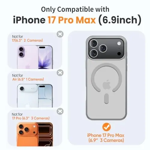 Yriklso 3 in 1 Strong Magnetic Case for iPhone 17 Pro Max,1X Screen Protector +1X Camera Lens, Protective Shockproof Cover,Phone Case for iPhone 17 Pro Max 6.9