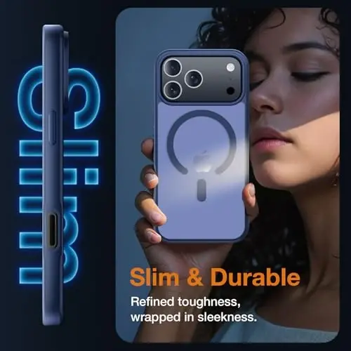 Yriklso 3 in 1 Strong Magnetic Case for iPhone 17 Pro,1X Screen Protector +1X Camera Lens, Protective Shockproof Cover,Phone Case for iPhone 17 Pro 6.3