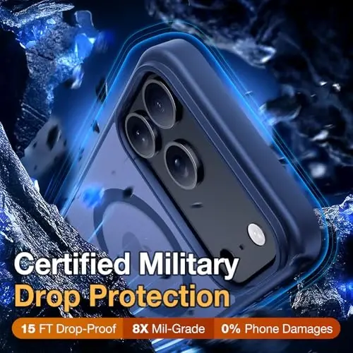 Yriklso 3 in 1 Strong Magnetic Case for iPhone 17 Pro,1X Screen Protector +1X Camera Lens, Protective Shockproof Cover,Phone Case for iPhone 17 Pro 6.3